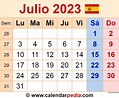Calendario julio 2023 en Word, Excel y PDF - Calendarpedia