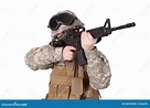 Soldat Der AMERIKANISCHEN ARMEE Mit Gewehr M4 Stockbild - Bild von ...