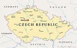 Geographic Map Of European Country Czech Republic With Important Cities ...