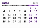 Calendario enero 2021 – calendarios.su