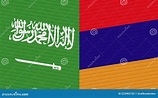 Armenia and Saudi Arabia Flags Together Fabric Texture Illustration ...