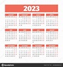 2023 Calendario con las semanas comienzan el lunes Stock Vector by ...