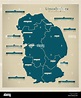 Modern Map - Lincolnshire county with district labels UK illustration ...