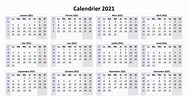 Gratuit Imprimables Calendrier 2021 Avec Semaine [PDF,Mot,Excel] | The ...
