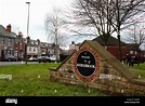 A 'Welcome to Shirebrook' sign at an entrance to this Derbyshire town ...