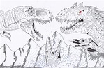 T Rex Vs Indominus Rex Colouring Pages - Worksheets Joy