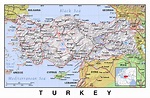 Detallado mapa político de Turquía con relieve | Turquía | Asia | Mapas ...
