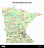 Mapa político del estado de Minnesota Fotografía de stock - Alamy