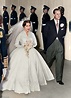 Altar bound: Bride Princess Margaret is accompanied by her brother-in ...