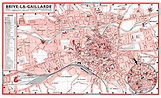 Plan de ville vintage de Brive-la-Gaillarde réalisé par l'atelier Blay ...