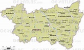 Carte des Vosges - Vosges carte du département 88 - villes, tourisme...