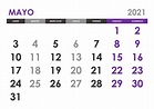 Calendario mayo 2021 – calendarios.su