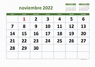 Calendario Noviembre 2022 | WikiDates.org