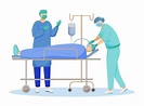 Ilustración de vector plano de operación quirúrgica. medicina Interna ...