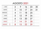 Calendario agosto 2021 – calendarios.su