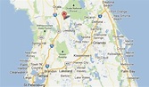 "A" shows exactly where The Villages, FL is located on Florida State ...