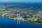 Wedel aus der Vogelperspektive: Heizkraftwerk Wedel am Ufer der Elbe in ...