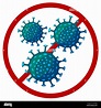 coronavirus tachado por una señal de stop. Ilustración plana de dibujos ...