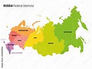Colorful political map of Russia, or Russian Federation. Federal ...