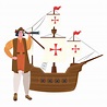 Christopher Columbus cartoon with telescope and ship vector design ...