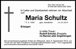 Traueranzeigen von Maria Schultz | trauer.nn.de