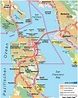 East bay San Francisco map - Map of east bay cities (California - USA)