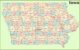 Large detailed map of Iowa with cities and towns - Ontheworldmap.com