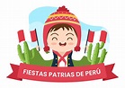 Felices Fiestas Patrias O Ilustración De Dibujos Animados Del Día De La ...