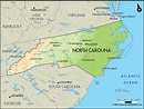 Geographical Map of North Carolina and North Carolina Geographical Maps