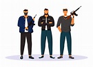 Criminal gang flat color vector faceless character. Group of gangsters ...