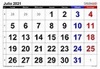 Calendario julio 2021 en Word, Excel y PDF - Calendarpedia