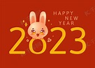 新年快乐2023年。中国新年兔子的象征。中国背景。节日中国横幅与星座标志2023.红色，金色设计背景图片免费下载-千库网