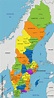 Colorful Sweden political map with clearly labeled, separated layers ...
