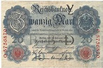 Reichsbanknote 20 Mark, 1914, Ro. 47b - Banknoten und Geldscheine ...