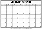 Printable June 2018 Calendar - towncalendars.com