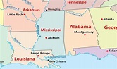 Mapa de Mississippi - EUA Destinos