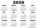 2020 Printable Calendar - Download Free Blank Templates