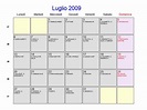 Calendario Luglio 2009 - Con festività e fasi lunari