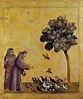Heiliger Francois von Assisi, der Vögel predigt. Detail der Predelle ...