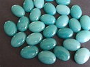 18x13mm Natural White Jade Gemstone Cabochon, Dyed, Teal Oval Cab ...