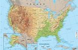 Geographical map of USA: topography and physical features of USA