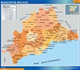 Municipalities Malaga map from Spain | Wall maps