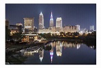 Cleveland, Ohio - Cleveland Skyline at Night with Terminal Tower ...
