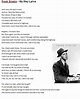 Frank Sinatra - My Way | Great song lyrics, My way lyrics, Music lyrics