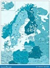 Mapa Político De Europa Del Norte En Aqua Blue Colors Ilustración del ...