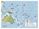 Physical Map Of Oceania With Key