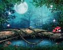 Hermosa noche en un bosque encantado 3D | 3d nature wallpaper, Hd ...