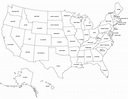 Mapa en blanco y negro de estados UNIDOS - Mapa de estados UNIDOS en ...