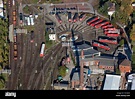 Luftaufnahme einer Eisenbahn-Drehscheibe für die Deutsche Bahn in ...