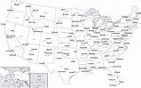 Black & White USA Map with Major Cities